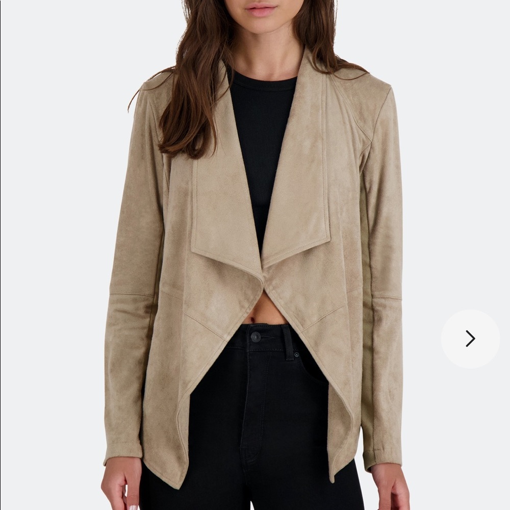 BB Dakota Wade Faux Suede Drape Jacket in Toffee S